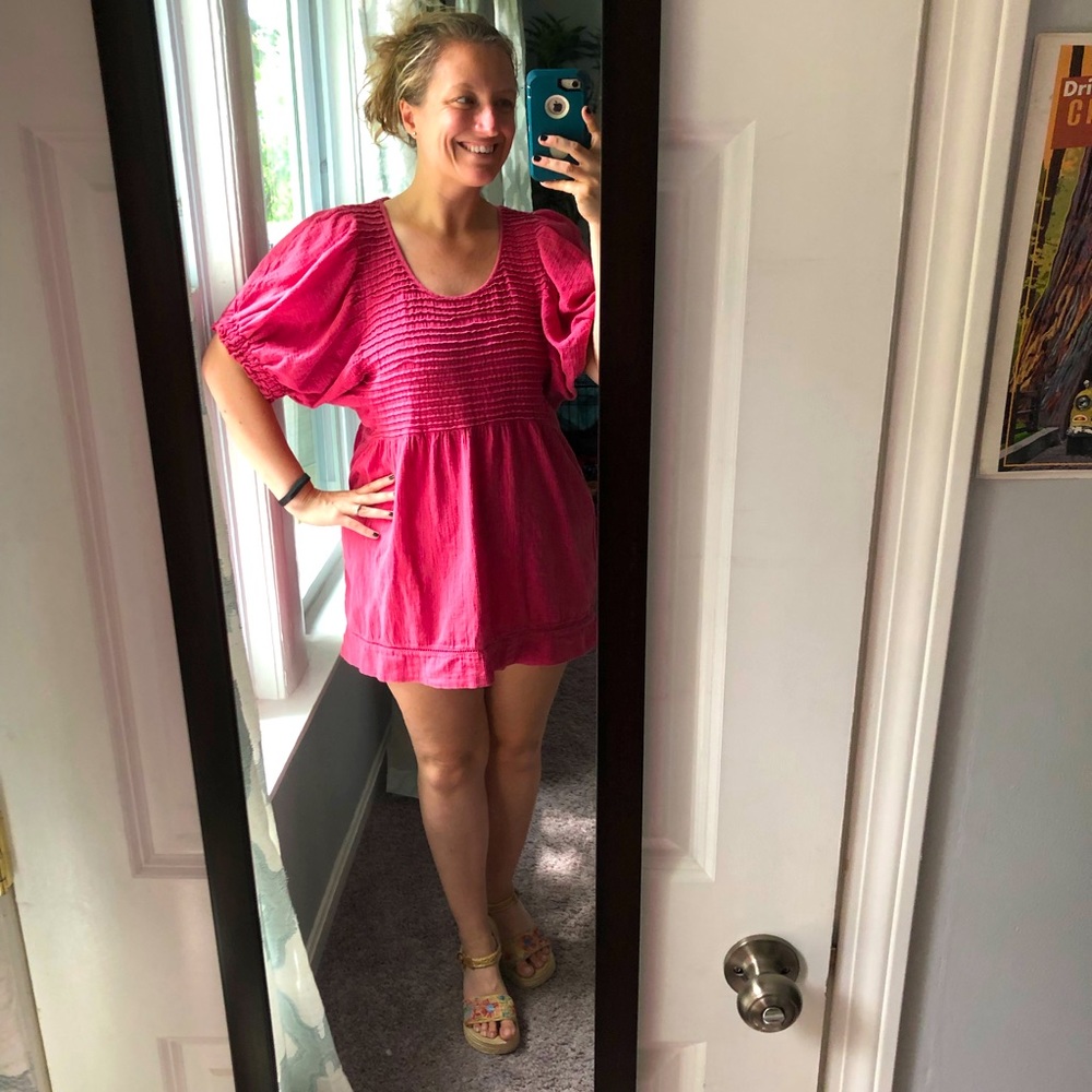 Free people boho pink mini dress